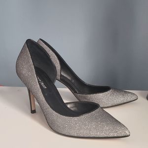 WHBM Silver and black glitter pumps
